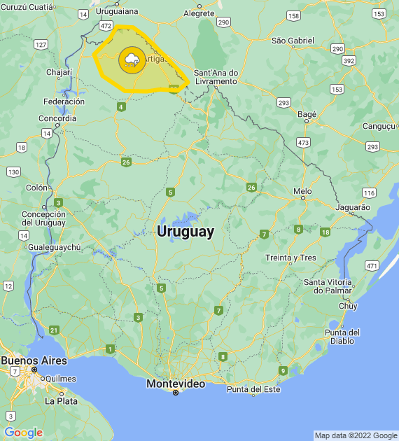 Alerta amarilla por Tormentas fuertes
Se actualizará a las 02:00 o ante cambios significativos

Más info: inumet.gub.uy