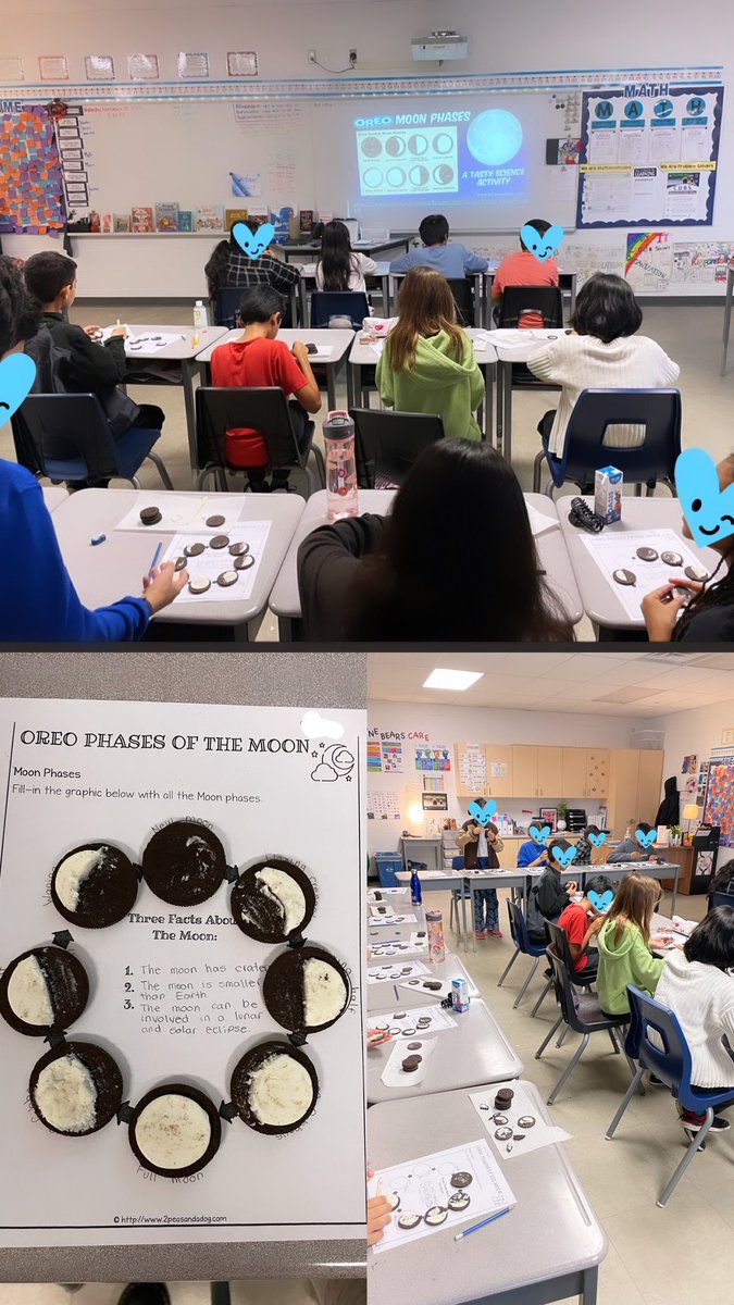 MissWrightsRoom's tweet photo. 6-1 had the best time βshowing what they knowβ about the phases of the moon using @Oreo cookies! #TastyScienceActivity #SpaceSnacks #MoonPhases ππππππππ https://t.co/YZ5048iLBb