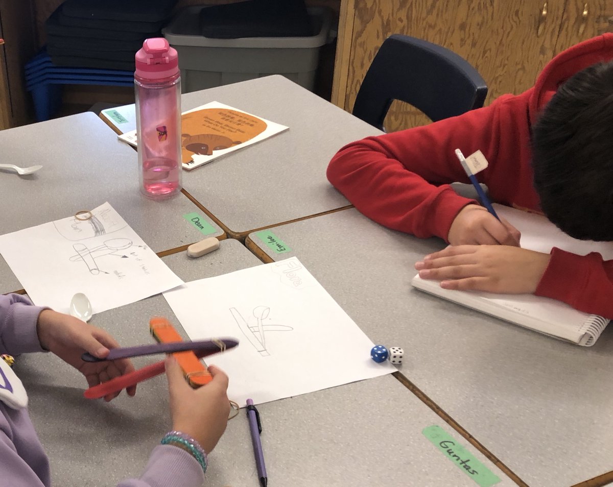 DechantsClass's tweet image. Students had a great time during our S.T.E.M. Spirit Day today.  This week the Grade 4s have been learning about levers in Science class.  They were able to use what they learned to design, build, and test a catapult.  Their goal was to make a pom-pom fly as far as possible.