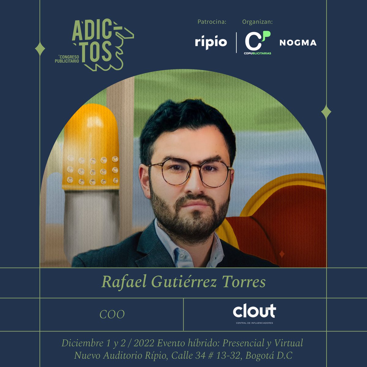 copu___'s tweet photo. #SobreDosisDeIdeas #LineUp2022 💊 | Rafael Gutiérrez Torres, COO en Clout Influencers, llega a inyectarnos una gran cantidad de Ideas y Creatividad 💉en esta sexta edición de Congreso Adictos, un espacio para conocer las mentes de grandes líderes de Publicidad y Mercadeo.🤯 https://t.co/SWcN6DdUUz