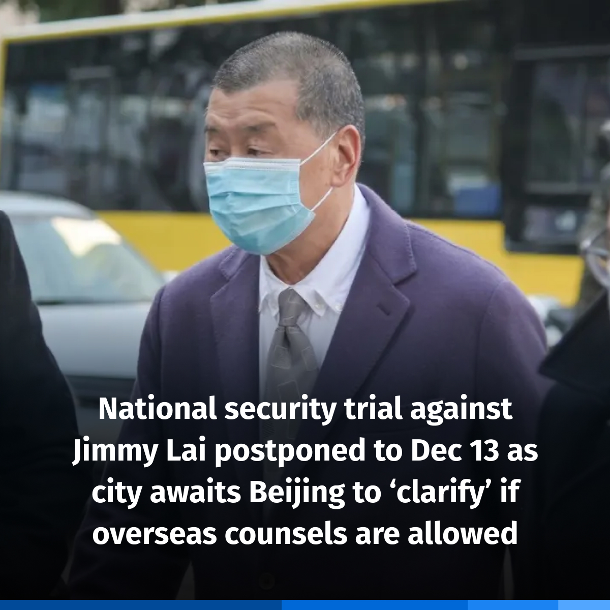 hkfp's tweet photo. The national security trial against media tycoon Jimmy Lai was adjourned to December 13 on Thursday, as the city awaits Beijing to "clarify" whether overseas counsels are allowed to take part in national security cases.

Photo: Studio Incendo. https://t.co/d1I6uiZvhG