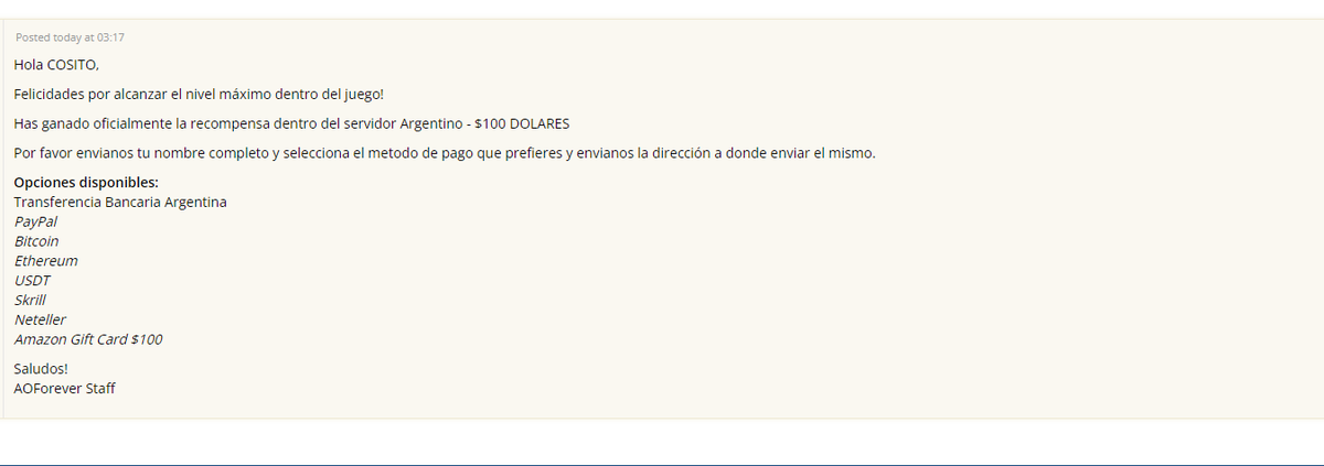 AOF_ARGENTUM's tweet image. ¡Tenemos al primer 47 dentro del servidor Argentino!

La recompensa de los $100 USD finalmente se la ha ganado el personaje COSITO.

#Levelmax #MMORPG #ArgentumOnline #Nosetu #STEAM #ArgentumOnlineForever #RecompensaNosetuInc