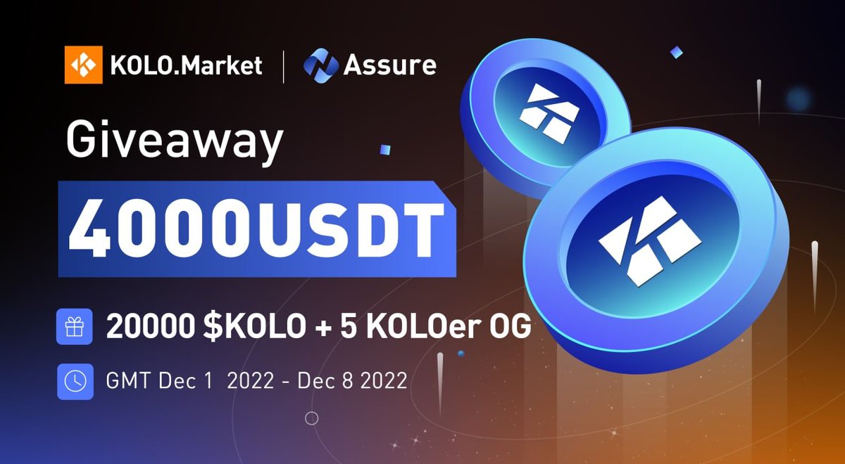 Assure_pro's tweet photo. 🎁Joint #Giveaway<> #Assure X @KOLONFT 

💥4,000 USDT <20000 $KOLO + 5 KOLOer OG>

✅Follow @Assure_pro &amp; @KOLONFT
✅JOIN: https://t.co/FSkHHCtK7Y

🕙Time: Dec 1 -  Dec 8, 2022, GMT

❤️ RT  @ 3

#Airdrop #Cryptocurency #BTC https://t.co/81Mx52jyw6