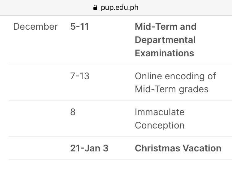 lamarcellana's tweet photo. 𝗔𝗗𝗩𝗜𝗦𝗢𝗥𝗬 | According to the University Calendar for the Academic Year 2022-2023, the Mid-term and Departmental Examinations for the first semester will be held from December 5 to 11, 2022.

Online encoding of midterm grades begins on December  7. | @pupcocdakom https://t.co/pCP6lK9vl4