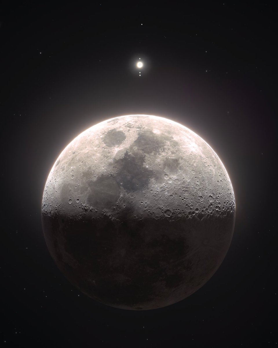 rami_astro's tweet photo. Tonight’s Moon with Jupiter: Composite Image https://t.co/hRNo3e7U2T