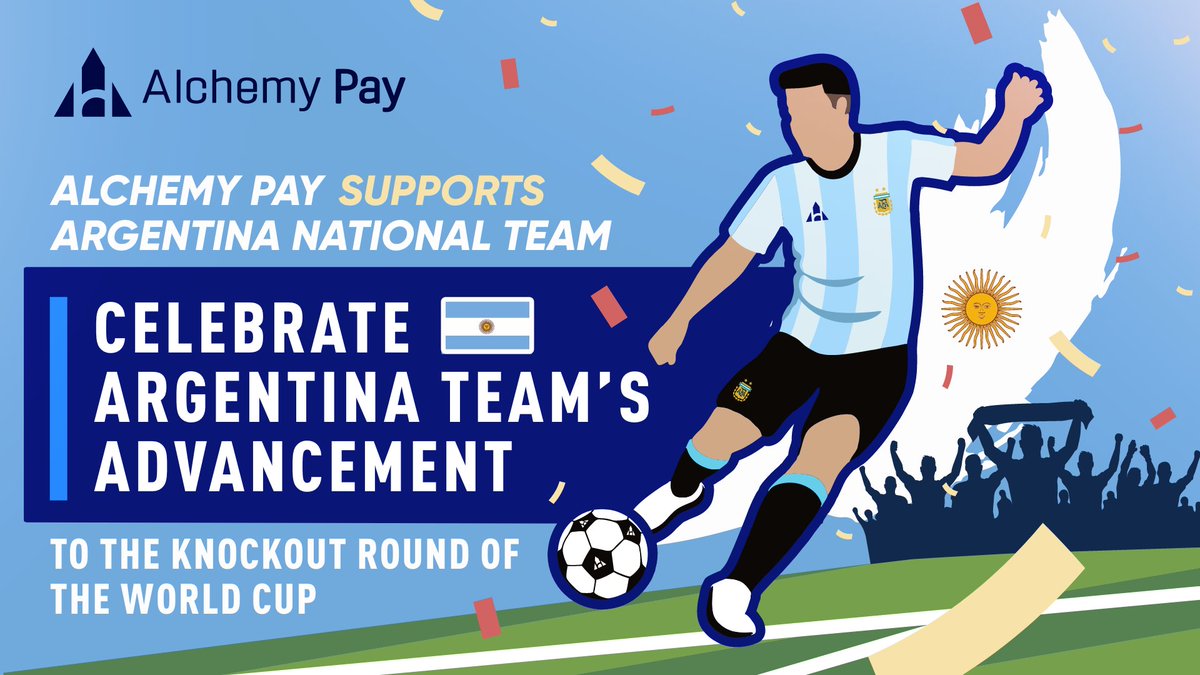 We are excited to celebrate #Argentina🇦🇷 advancement to the knockout stage!🎊

Sneak peek! #AlchemyPay 's new brand ambassador is associated with the Argentina team! Guess Who?💥

1⃣ Like, RT, Tag 3 friends
2⃣ Leave the answer 
🎁2000 $ACH x10🤩

#Airdrop #Giveaway #WorldCup