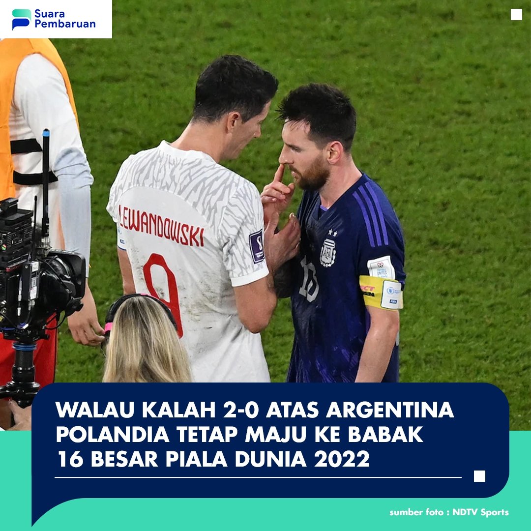 Argentina berhasil membobol gawang Polandia dengan hasil akhir 2-0. Walaupun kalah, Polandia berhasil menemani Argentina ke babak 16 besar, setelah pada pertandingan lainya Arab Saudi mampu memperkecil kekalahan nya atas Mexico 2-1.

suarapembaruan.com/article/sports…