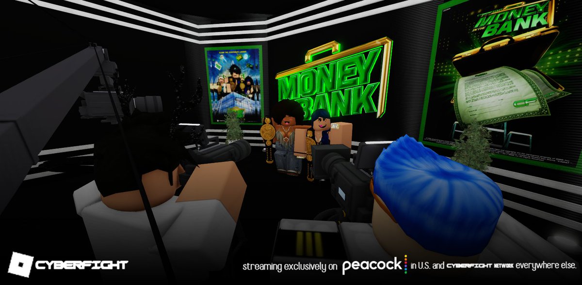 CFightNetwork's tweet photo. 📢 | CYBERFIGHT - ROBLOX WRESTLING FEDERATION: MONEY IN THE BANK!

@reignofmalu is ready for a match between her and "The Storm Terminator" #KylieCargill this FRIDAY, and also to retain their tag title belt match against whoever that feels brave to face #TeamBAD at CF MITB event! https://t.co/RCnXlrX2Kh