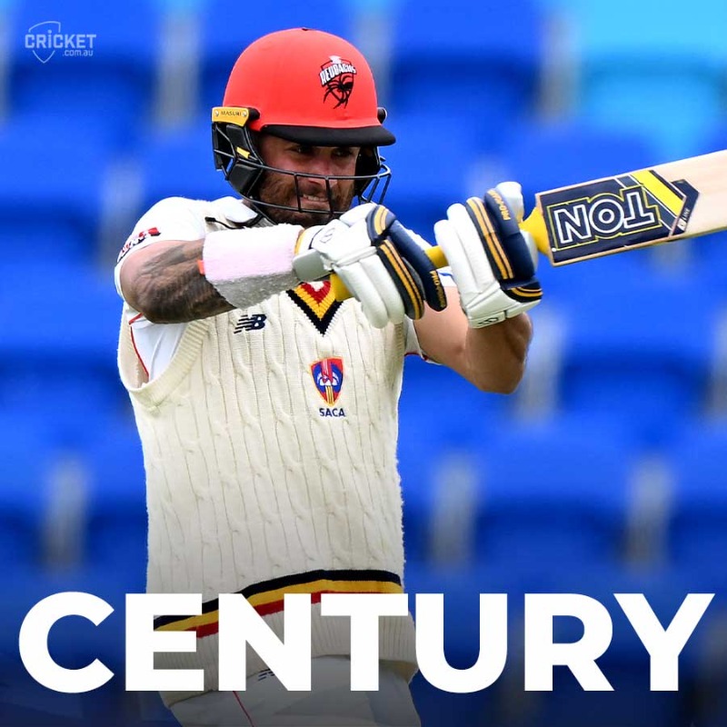 cricketcomau's tweet photo. Jake Weatherald brings up his ninth first-class century but falls three balls later for an even 100.
#SheffieldShield | #TASvSA