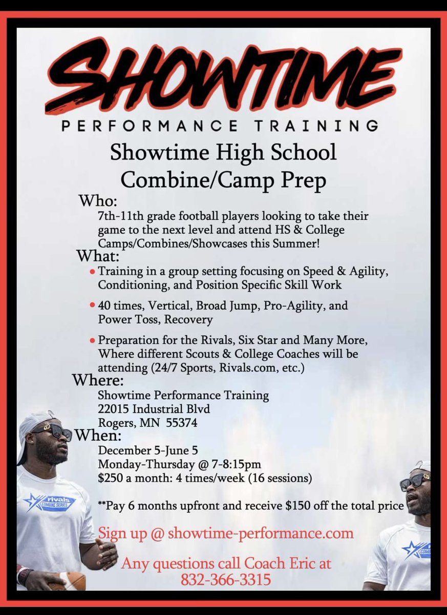 It’s that time! Combine and camp season prep starts now!

This class is designed to help increase camp performance and prepare you for recruitment Sign up Now and receive your 10% discount. 

#rivals #247sports #sixstar #combine #collegecamps