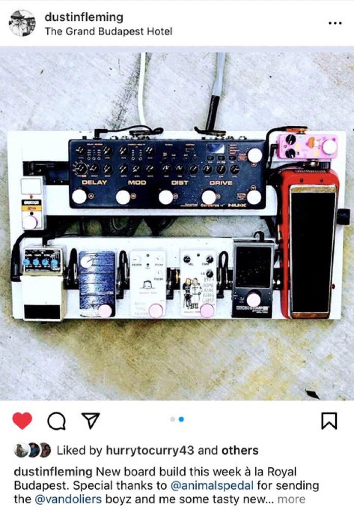 The Muffin Reverb is looking really good on this new board build by The Vandoliers! #effectsbakery #reverbpedal #pedalboard #vandoliers #verb #kawaii #japan