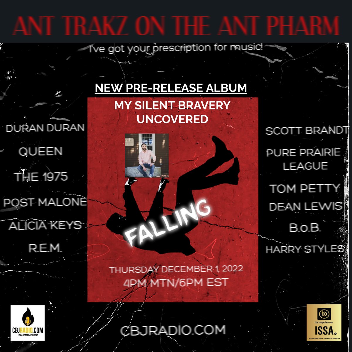 Tomorrow, December 1, Ant Trakz on the Ant Pharm, this week the theme is FALLING! Come join us in the chat on cbjradio.com 4pm Mtn/6pm Est. 
New Pre-Release Album coming out Friday Dec. 2nd by <a href="/mysilentbravery/">MY SILENT BRAVERY</a> -UNCOVERED.  Doing 3 songs from the new album. 
DJ ANT