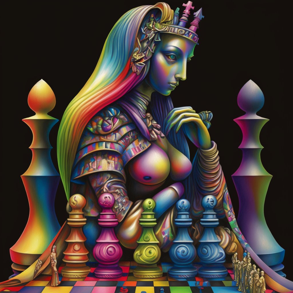 Destinykrainbow's tweet image. Pondering my next move #aiartwork #midjourney #chesscomglobal