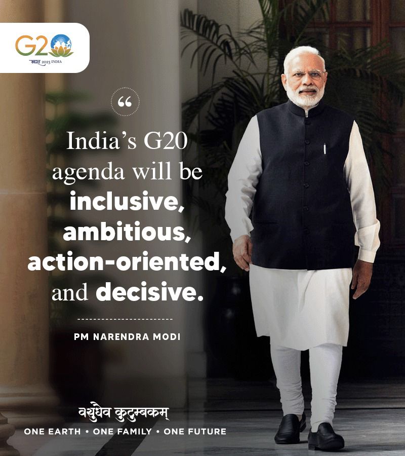 India's G20 agenda will be inclusive, ambitious, action-oriented, and decisive: PM <a href="/narendramodi/">Narendra Modi</a> 

#G20India