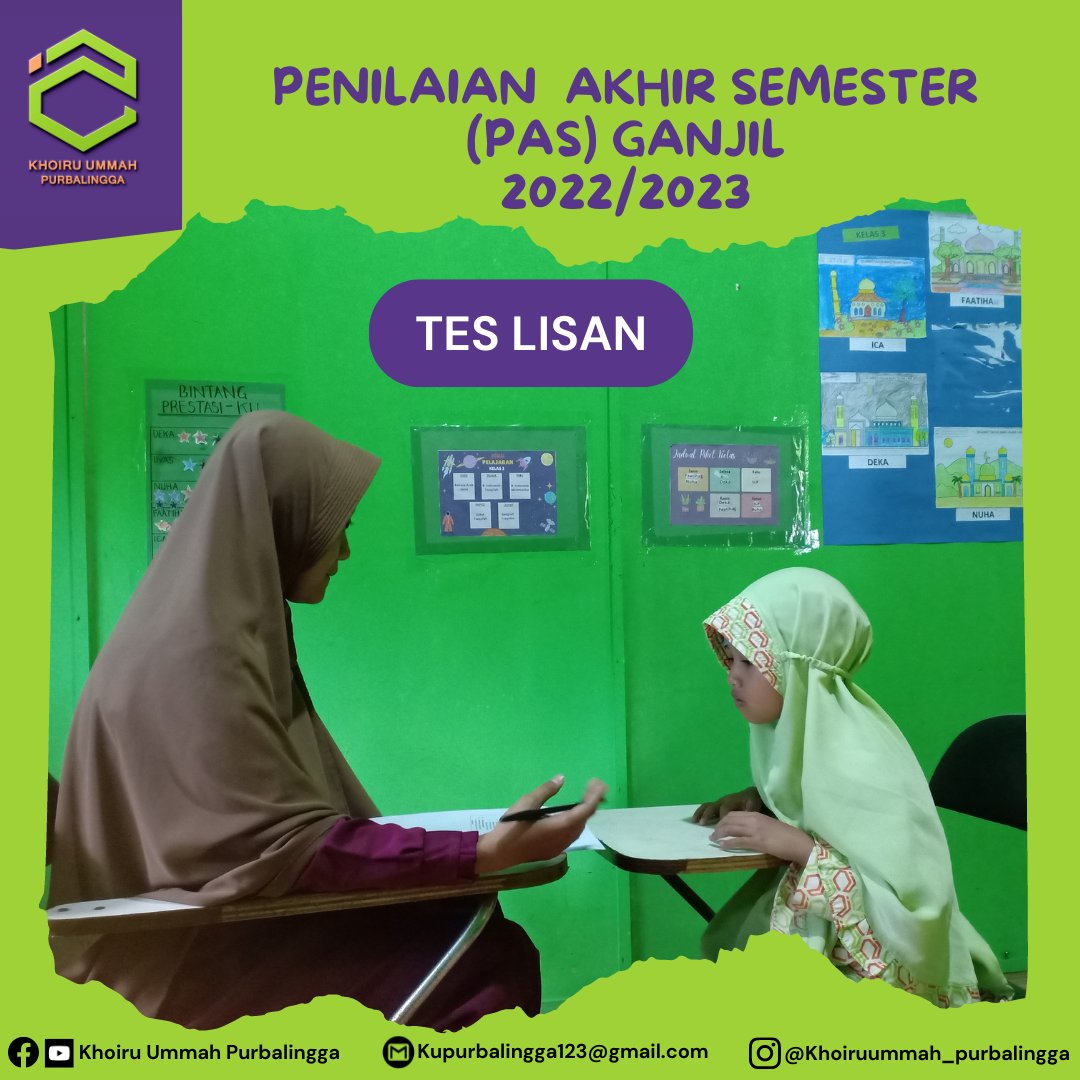 KUpurbalingga's tweet photo. Alhamdulillah telah terlaksana Penilaian Akhir Semester (PAS) Ganjil.
Tes Lisan
.
#Khoiruummah #purbalingga #khoiruummahpurbalingga #tahfidz #penghafalalquran #pemimpinmasadepan https://t.co/bzY1ZJODSs