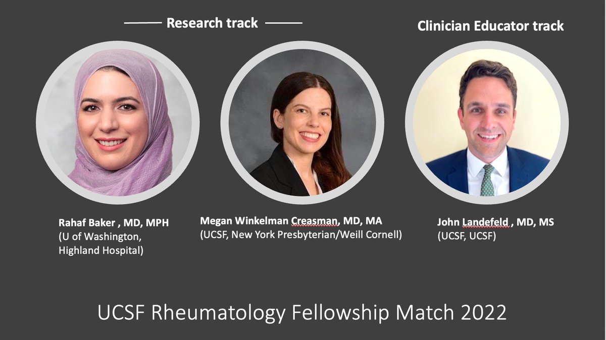 We are thrilled to welcome 3 outstanding rheumatology fellows @DrRahafBaker @johnlandefeld @creasman_megan to UCSF. The future of rheumatology is bright! @LianneGensler @SarahGoglinMD @JYazdanyMD @GSchmajukMD