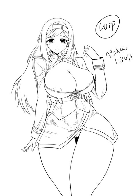 wipスエン、線画まで。clipstudioのベクター使って1時間20分ほど。髪はもうちょっとフワっとしたいかな。#ラストオリジン #LastOrigin #라스트오리진 