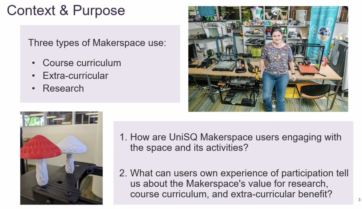 AnzArlis's tweet photo. USER EXPERIENCES IN A REGIONAL UNIVERSITY LIBRARY MAKERSPACE

Emilia Bell, Coordinator (Evidence Based Practice), Library Services at University of Southern Queensland

#ArlisANZ22 https://t.co/L8KGTiHMtV
