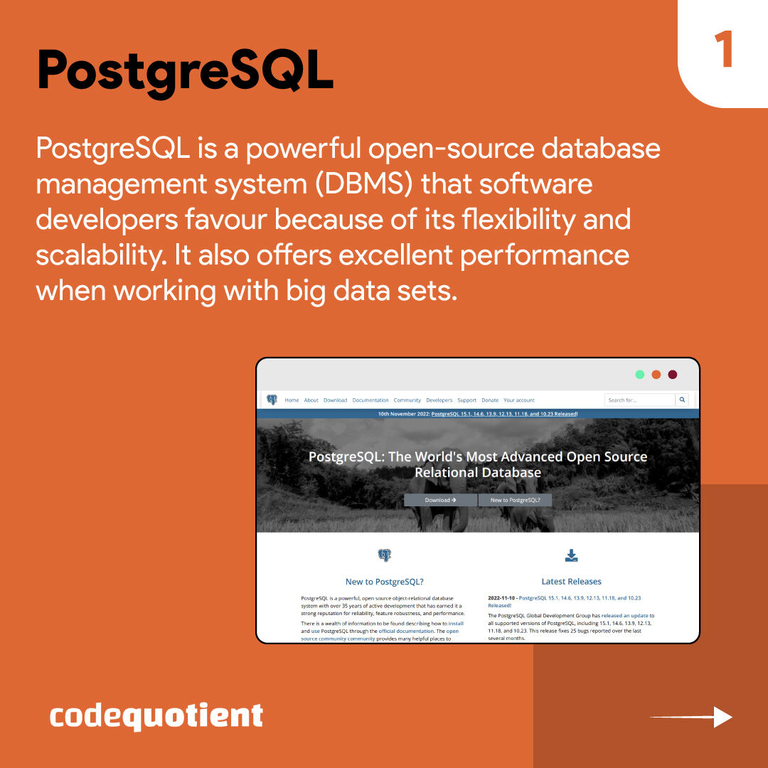 CodeQuotient's tweet image. If you are just starting with data science, these databases come with a long history and an experienced workforce to assist when it comes to getting started.
#CodeQuotient #SuperCoder #SuperCoderProgram #Coding #SQL