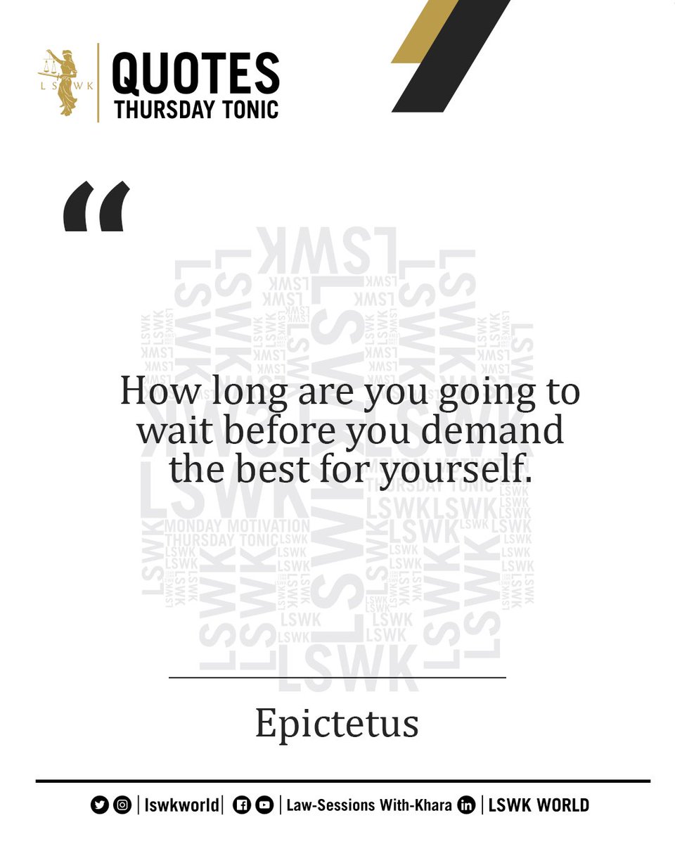 •••#ThursdayTonic #LSWKQuotes
•
“How long are you going to wait before you demand the best for yourself.” —Epictetus
•
#Epictetus
#LSWK #LSWKWorld #Quotes #Khara #Believe #Inspire #Motivate #Create #Innovate #HTHEXIII