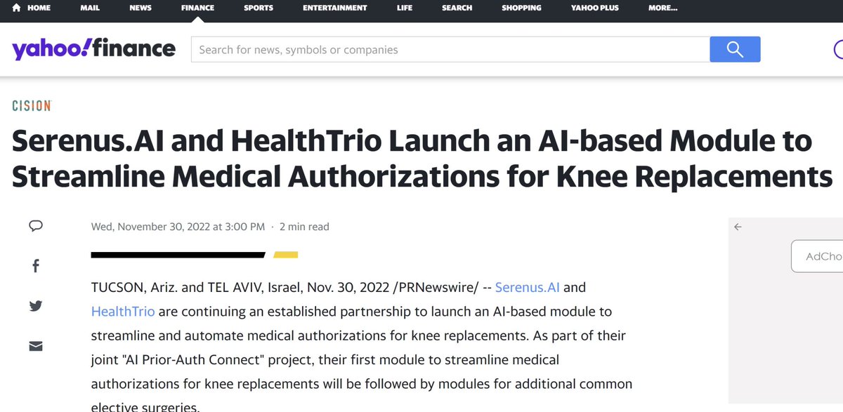 Serenus.AI is very proud of its continuous strategic partnership with @HealthTrio to streamline and automate personalized medical prior authorizations while reducing crucial medical errors. We are working together to improve patients' outcomes and healthcare.