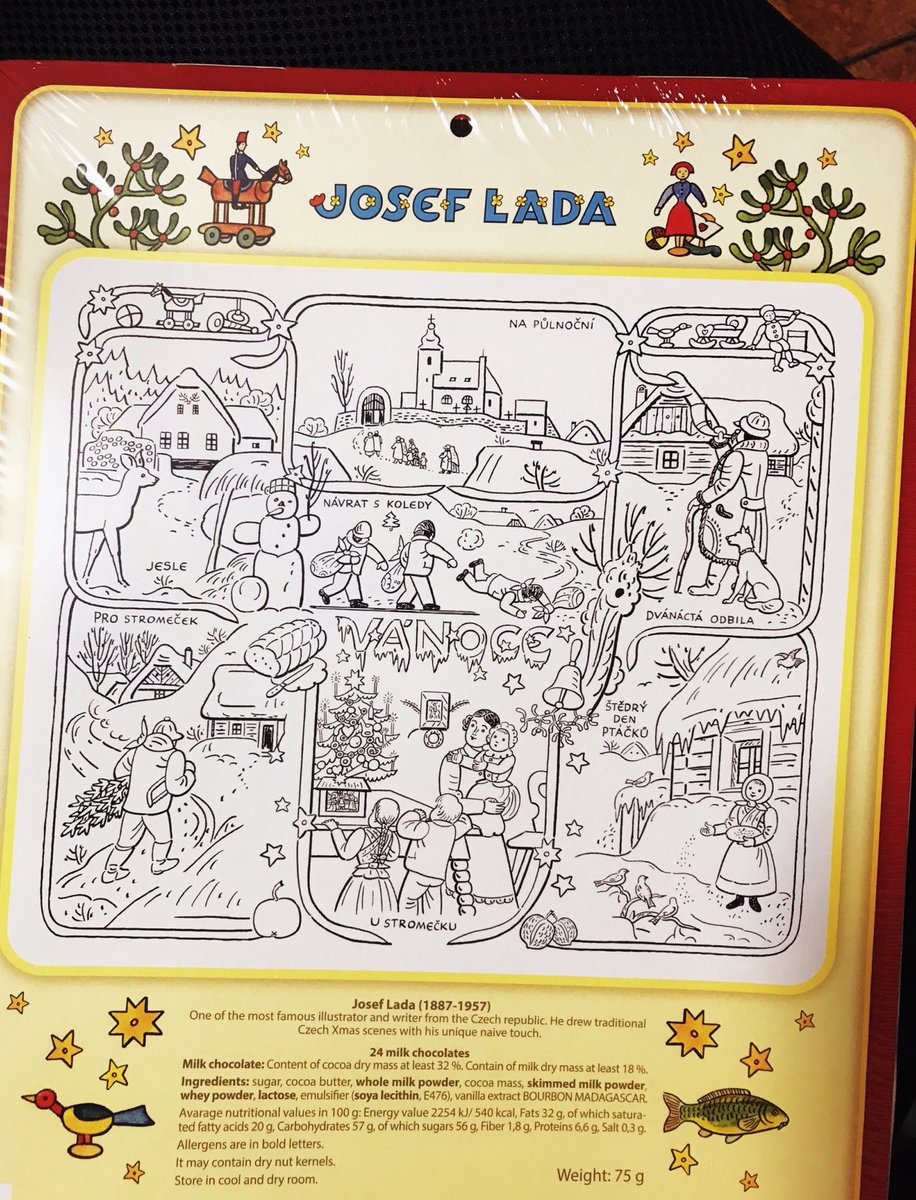 妹がまたいろいろ送ってくれたんだけど、
アドベントカレンダーのチョコが大好きなチェコの画家ヨゼフ・ラダのだった。
うれしー、ありがとー。
裏もかわいー。 