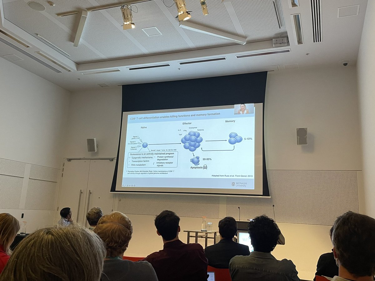 sjturn's tweet photo. Not even COVID can stop @TaylahJBennett from delivering her talk #ASI2022MEL telling us how Tsc22d3 regulates activation thresholds for CD8 T cell differentiation @immunity_BDI @MonashBDI #phdchat https://t.co/AQOnmd1BpV