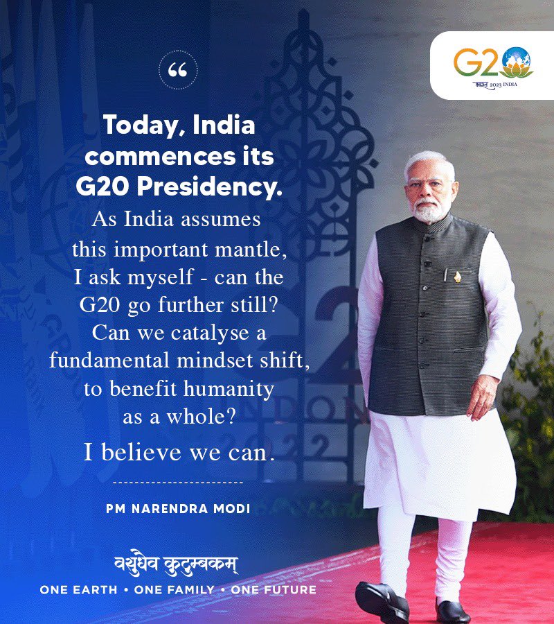 India's G20 Presidency to work towards for benefitting humanity as a whole. #G20India