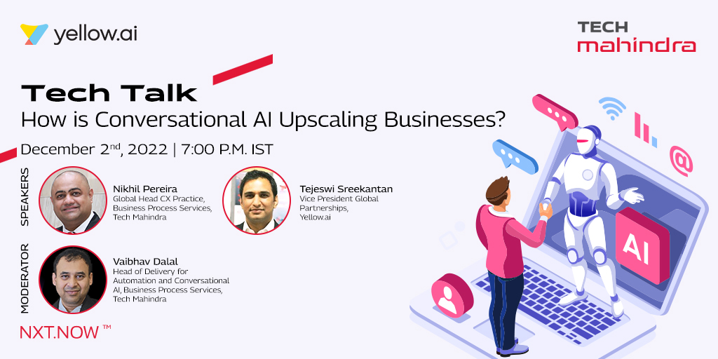 tech_mahindra's tweet photo. One day to go!

Join us tomorrow for a LIVE interaction with Tejeswi Sreekantan, https://t.co/rTZIQ0LmrW, Nikhil Pereira and Vaibhav Dalal, Tech Mahindra on transforming #CX with #onversationalAI. 

Register Now: https://t.co/1TILi9M2a3

#CustomerExperience #Automation #TechMlive https://t.co/FoRagi8d1k
