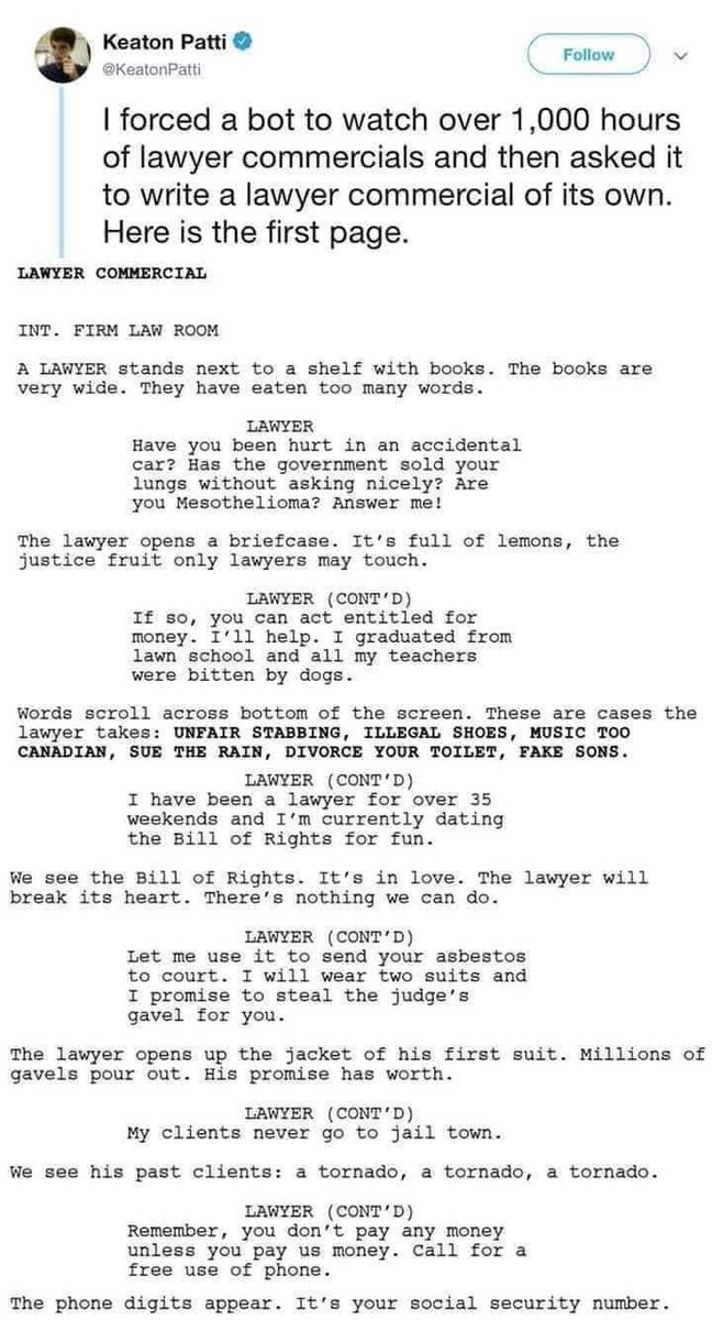 eaonp's tweet photo. TBF this would be the greatest Lawyer ad ever https://t.co/pZLib1AAW9