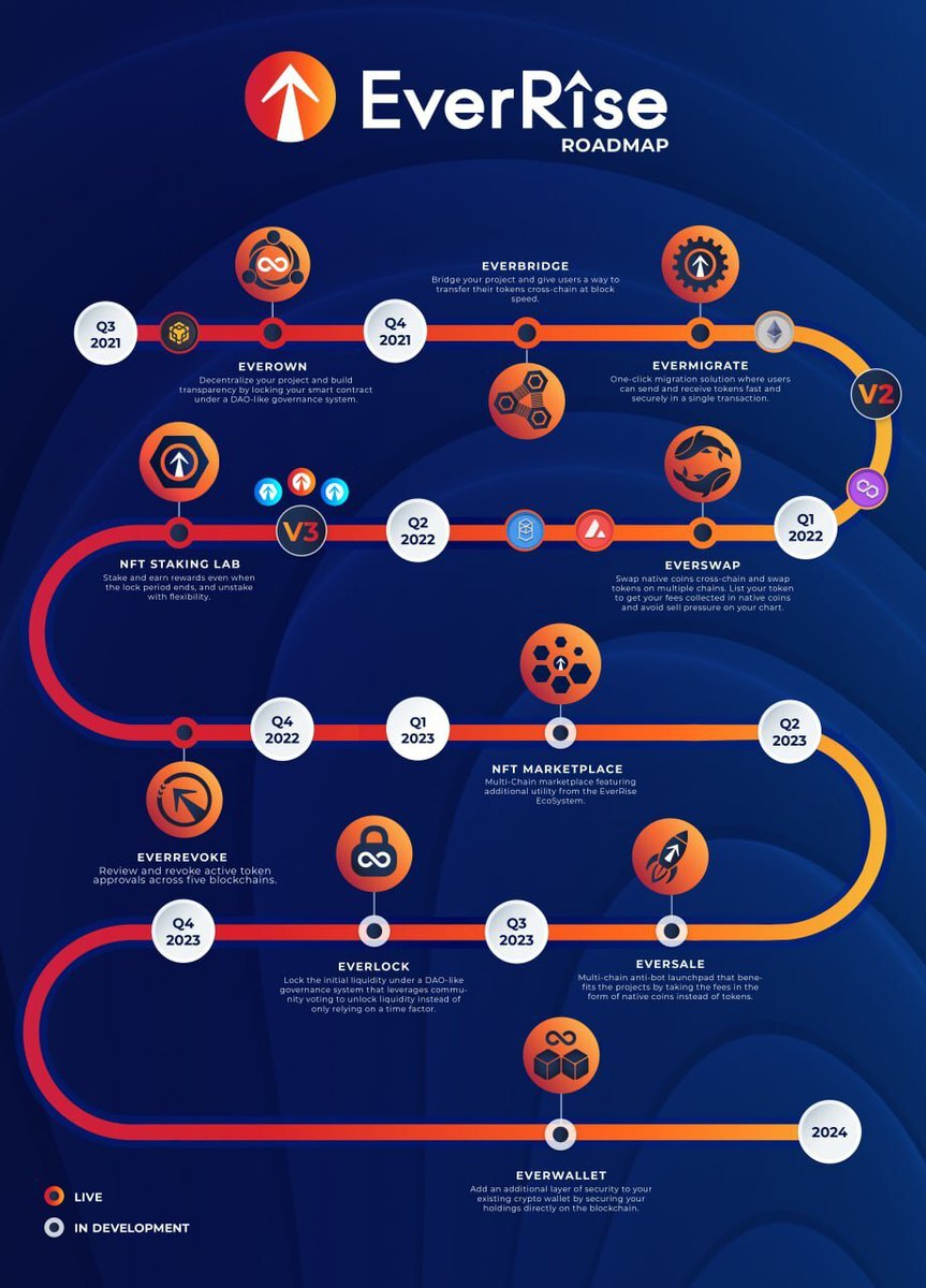 New Roadmap in all its glory. Look how much #Utility we have in only 17 months. #NFT marketplace next stop 👀
#EverRise <a href="/EverRise/">EverRise</a> #RISERS $RISE