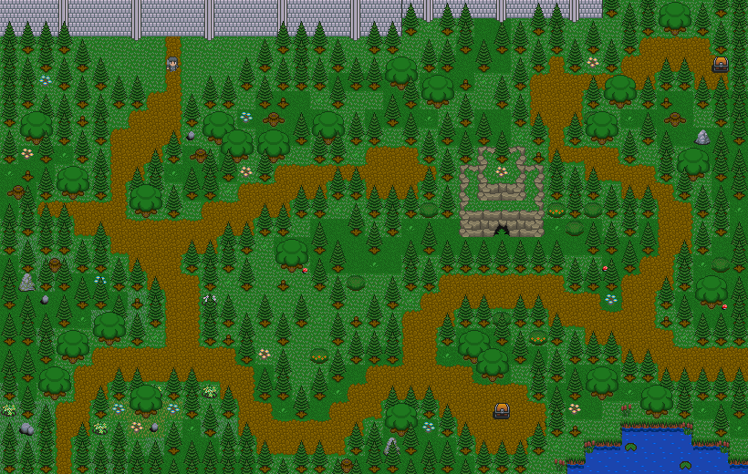 Northeast Forest mapdesign, DONE.

#ohrrpgce #Labrynthe #RPG #fantasy #gamedev #gamedevs #gamedevelopment #wip #RetroGaming #Retro #IndieGameDev #indiegames #indiegamedeveloper #videogame #mapdesign