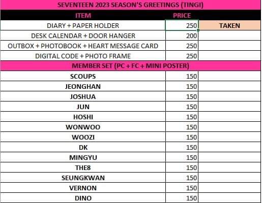 urfangirltita's tweet image. wts lfb svt ph sg23

Seventeen Season’s Greetings 2023 Tingi
— NETA
— 50% DOP by Dec 21
— remaining balance upon arrival in PH
— must take at least 50% 

DM to reserve 📩🫶🏻

🏷️ seventeen scoups jeonghan joshua jun hoshi wonwoo woozi dk mingyu the8 seungkwan vernon dino