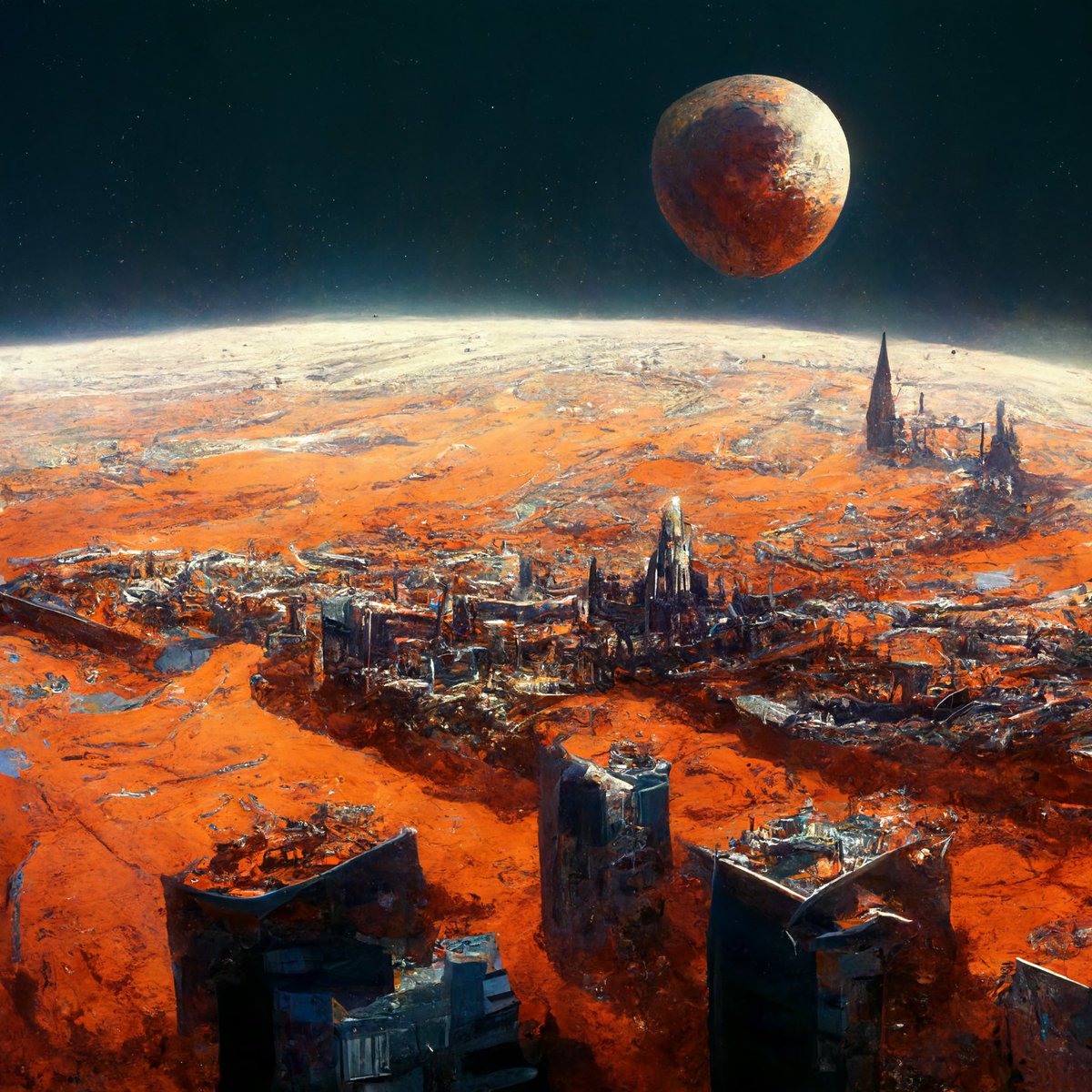 SarahJanisseB's tweet photo. Mars Colony Art Gallery- images 1-4
Years: 2068 - 2097 Artwork from the future depicting the settlements, survival, lifestyle and technology of the Mars Colonies. #Mars #lifeonmars #spacetravel #marscolony #SpaceX #marsart https://t.co/nC4s3L5VW6