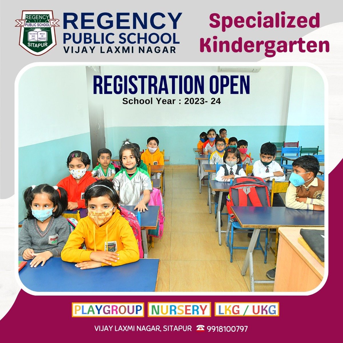 RegencyLaxmi's tweet photo. PLAYGROUP
NURSERY
LKG / UKG
Regency Public School Vijay Laxmi Nagar
Contact:-9918100797
#sitapur #registration #playgroup #education #playgroupschool #kidsschool #nurseryschool #specializedkindergarten #bestschool #regency #kids #student #RegencyPublicSchool #students #schoolbag https://t.co/xxbsXeWGxJ