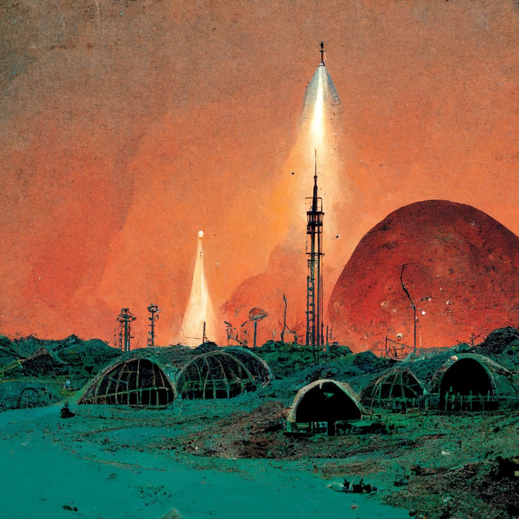 SarahJanisseB's tweet photo. Mars Colony Art Gallery- images 9-12
Years: 2068 - 2097 Artwork from the future depicting the settlements, survival, lifestyle and technology of the Mars Colonies. #Mars #lifeonmars #spacetravel #marscolony #SpaceX #marsart https://t.co/cv4sH4GS3U