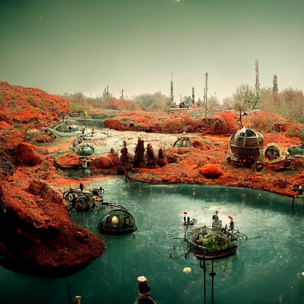 SarahJanisseB's tweet photo. Mars Colony Art Gallery- images 28-31
Years: 2068 - 2097 Artwork from the future depicting the settlements, survival, lifestyle and technology of the Mars Colonies. #Mars #lifeonmars #spacetravel #marscolony #SpaceX #marsart https://t.co/Wo2aXqroNB