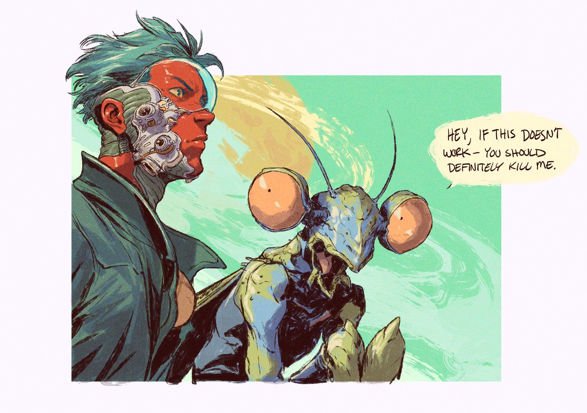 english text antennae speech bubble male focus jacket 1boy mask  illustration images