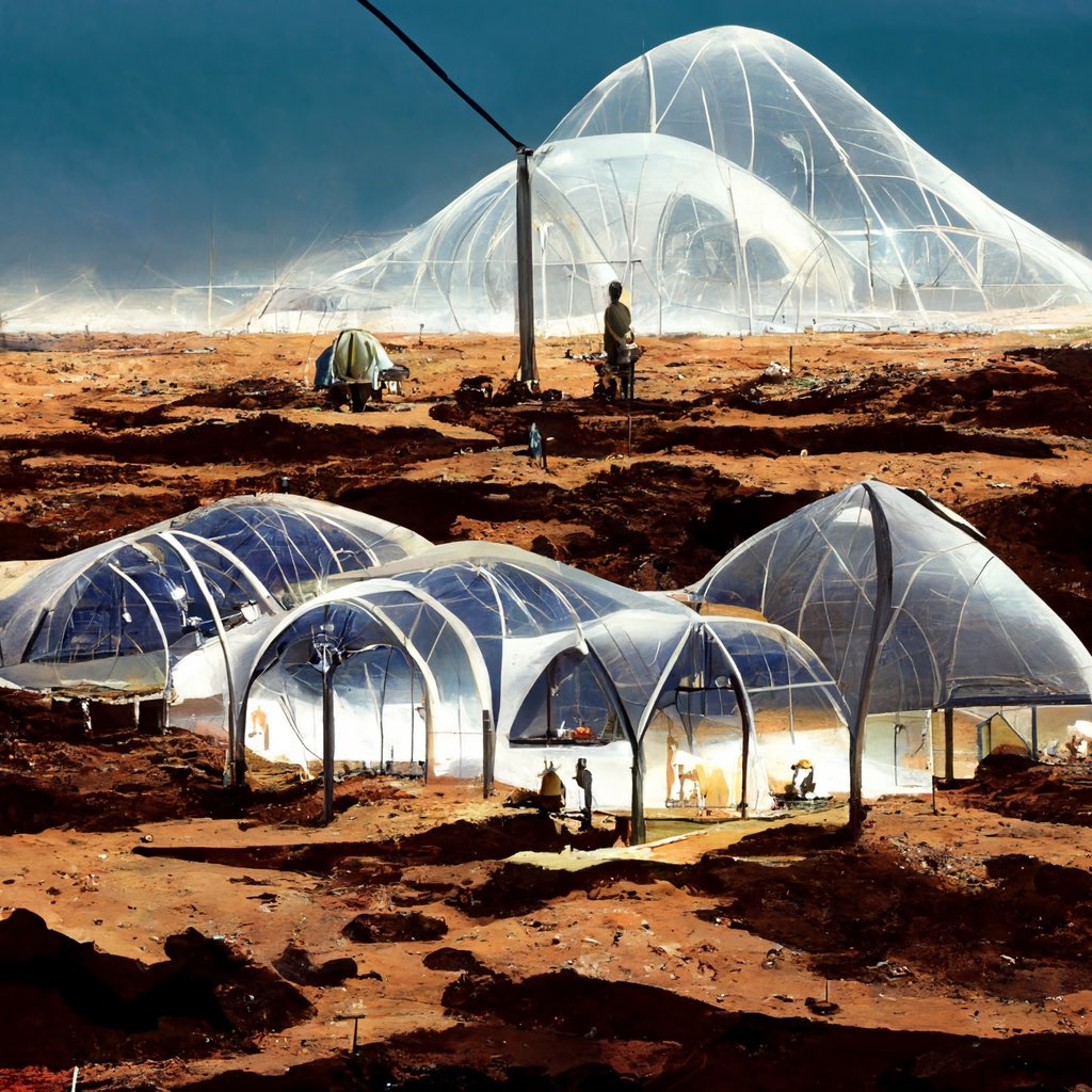 SarahJanisseB's tweet photo. Mars Colony Art Gallery- images 40-43
Years: 2068 - 2097 Artwork from the future depicting the settlements, survival, lifestyle and technology of the Mars Colonies. #Mars #lifeonmars #spacetravel #marscolony #SpaceX #marsart https://t.co/WT0Xll61jN