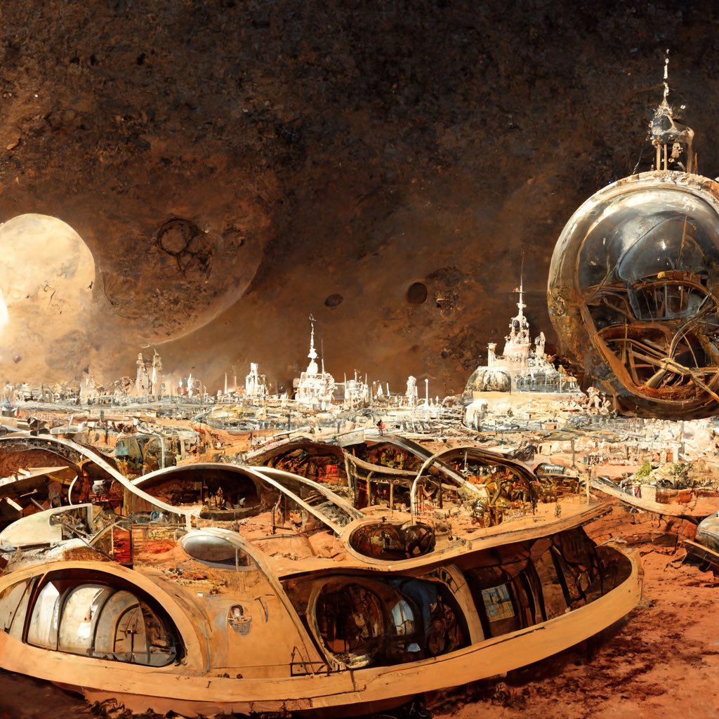 SarahJanisseB's tweet photo. Mars Colony Art Gallery- images 49-53
Years: 2068 - 2097 Artwork from the future depicting the settlements, survival, lifestyle and technology of the Mars Colonies. #Mars #lifeonmars #spacetravel #marscolony #SpaceX #marsart https://t.co/sVW5JK2ZL6