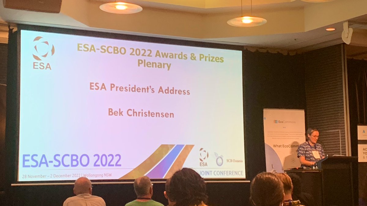 Outgoing @EcolSocAus Presidents address by @DrBekBek, reflects on 3 themes • be curious: we don’t know what we don’t know • creating space for & lifting up the unheard voices: use your privilege & bring others to the table • we have allies in unexpected places #ESASCBO2022