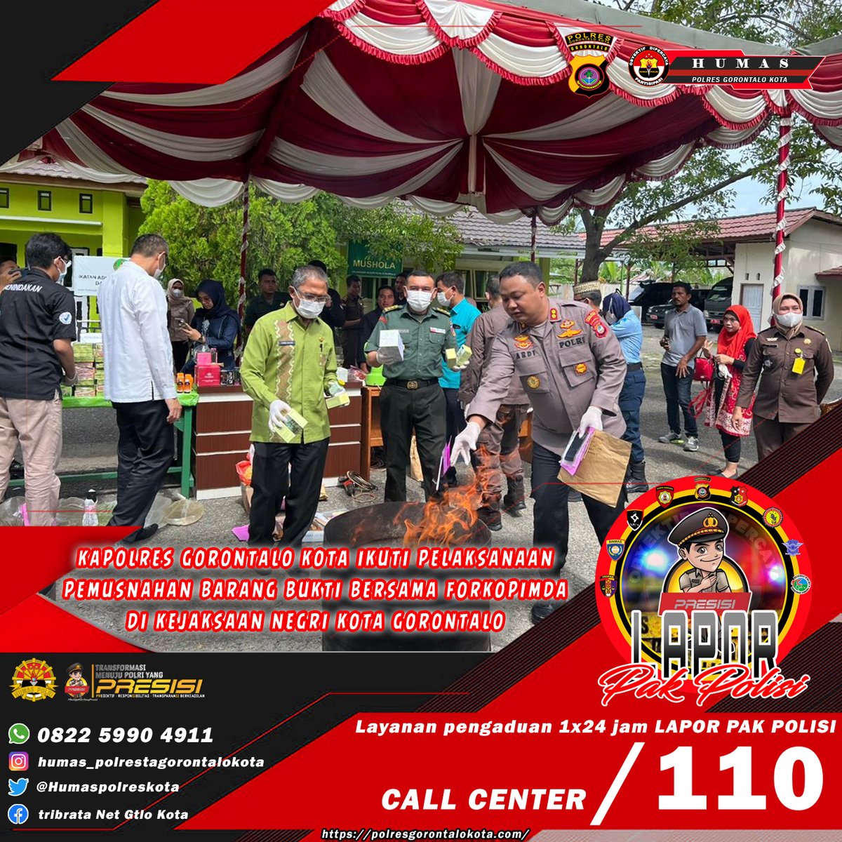 Hadiri Kegiatan Pemusnahan Barang Bukti yang di laksanakan di kantor kejaksaan negeri kota gorontalo.
#kapolresgorontalokota kapolres #polresgorontalokota #pemusnahanbarangbukti #kejaksaannegerikotagorontalo