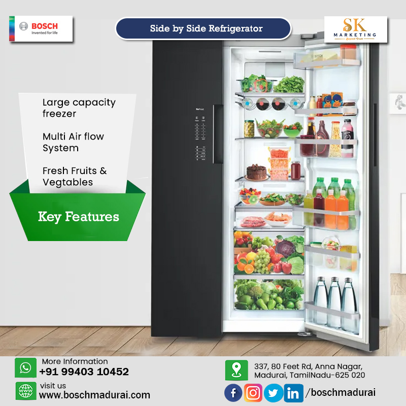 StoreBosch's tweet image. Side-by-side fridges

Key Features:
--&amp;gt; Large capacity freezer
--&amp;gt; Multi Air flow System
--&amp;gt; Fresh Fruits &amp;amp; Vegetables
#refrigerators #sidebyside #sidebysiderefrigerator #fresh #vegtables #boschbrandstoremadurai #boschmadurai #Bosch