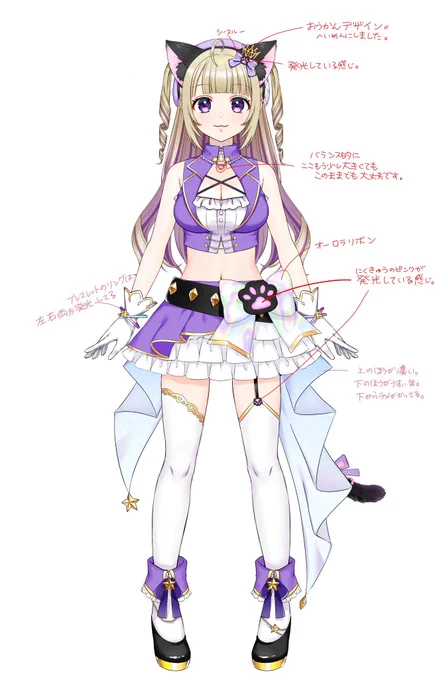 資料です(再掲)目の中の星ハイライトと王冠にも星がいますが、だいたい遠いと見えませんw王冠デザインは初期の2面図から変更してます。衣装デザイン私なので細さへのクレームは私へお願い致します 