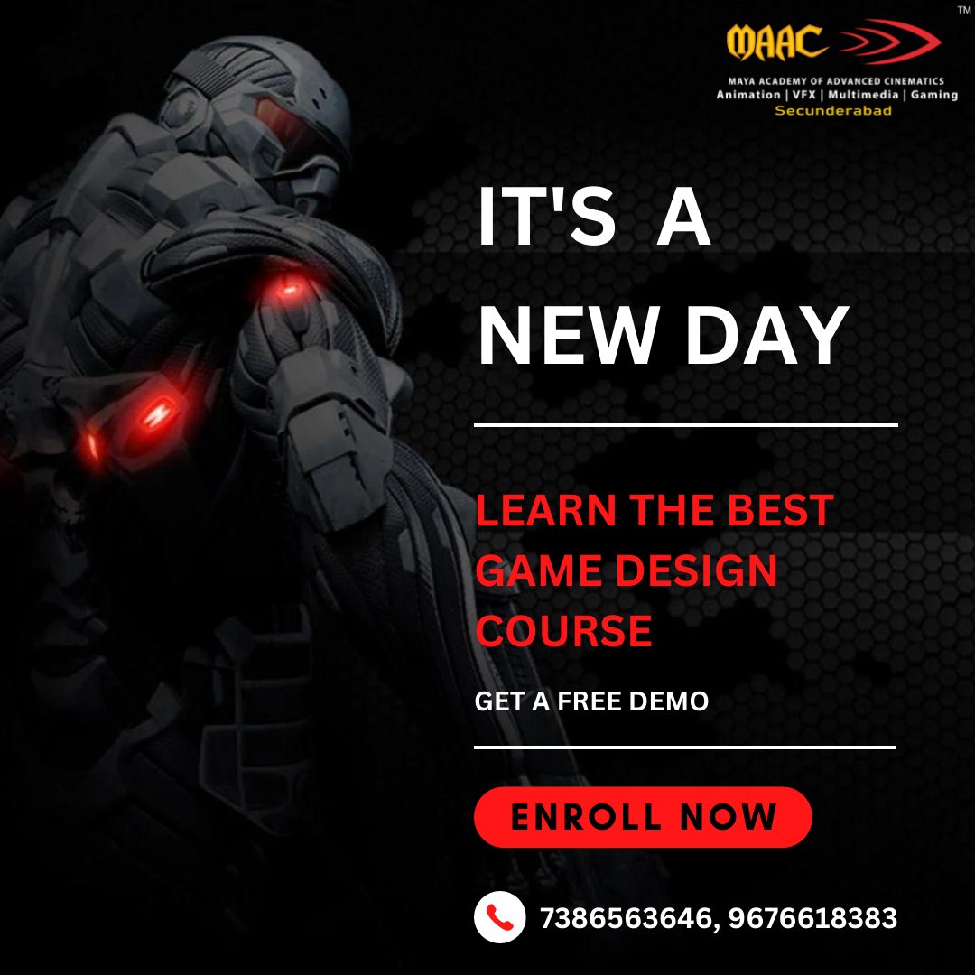 Join our Game Design Course
Get a Free Demo.
Contact📱: +91 73865 6364663646, 9676618383
Visit🌐: maacsecunderabad.com
#animation #vfx #multimedia #filmmaking #gaming #graphicdesign #maacsecunderabad #bestmultimediainstitute #Hyderabad