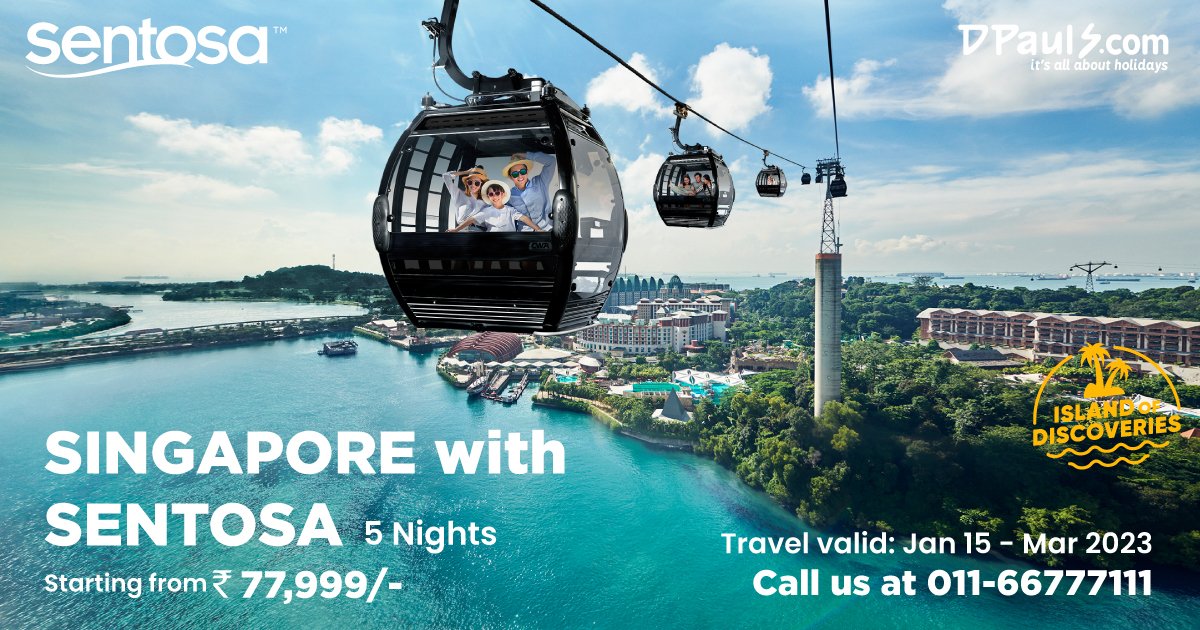 dpauls_travel's tweet photo. Unlimited Fun at Singapore with Sentosa! 5 Nts Package from Rs.77999/-pp
Incl: Airfare, Stay, City Tour, Sightseeing, Etc.
For details, Click https://t.co/NdchHTlX6I OR Call on 011-66777111.
#DPauls_Travel #SingaporewithSentosa #SentosaTour #SingaporePackages #Singapore #Sentosa https://t.co/tczjh3aqYD