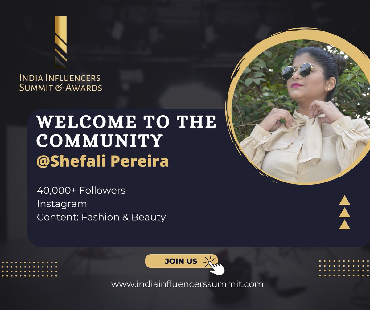 influence_india's tweet photo. Welcome aboard!
We are glad to welcome Ms. Shefali Pereira to our exclusive community of influencers and content creators.
Excited to embark a remarkable journey together.

#experience #inaugural #awards #staytuned  #network #indiainfluencerssummit #creator #comingsoon #share https://t.co/YZDggsTHgQ