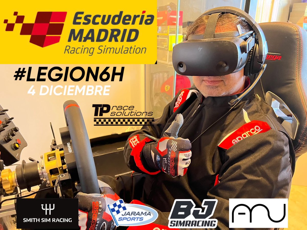 Un honor para el equipo <a href="/iracingsbsports/">iRacingSBS Esport Team</a> participar en el evento online #LEGION6H organizado por <a href="/MundoGT/">MundoGT</a> 
Gracias a la colaboración de <a href="/EscuderiaMadrid/">Escudería Madrid</a> participaremos desde sus instalaciones de 10 a 19 horas. Os invitamos a que os paséis para uniros con nosotros a este evento.