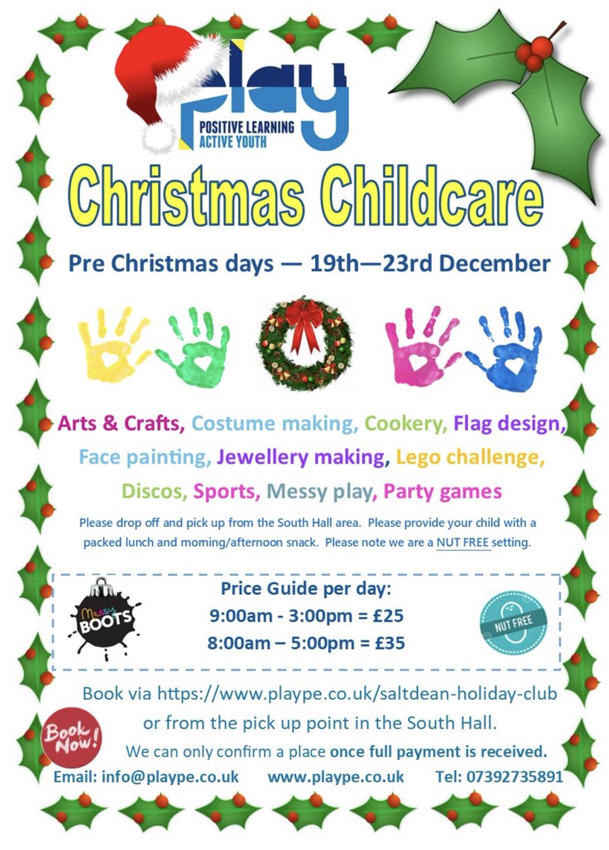 PLAY at Saltdean (@playsaltdean) on Twitter photo 🎄Christmas Holiday Club 🎄
Christmas shopping days! Friendly, safe and engaging childcare with qualified teachers running activities throughout the Christmas period!
To book:
📩 Please email us on info@Plaype.co.uk
Or 📲 go to our website plaype.co.uk/saltdean-holid… 🎄Christmas Holiday Club 🎄
Christmas shopping days! Friendly, safe and engaging childcare with qualified teachers running activities throughout the Christmas period!
To book:
📩 Please email us on info@Plaype.co.uk
Or 📲 go to our website plaype.co.uk/saltdean-holid…