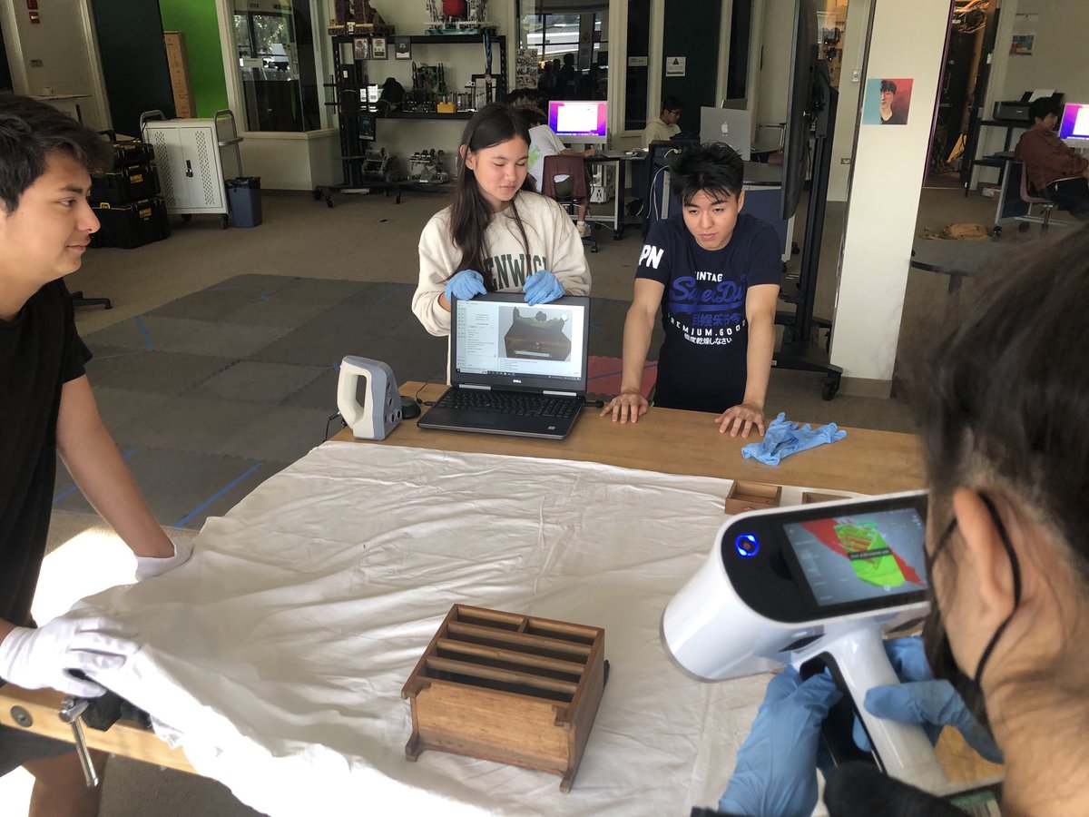⁦<a href="/midpac/">Mid-Pacific</a>⁩ Museum Studies Ss learn to properly handle objects from ⁦<a href="/JCCHawaii/">JCCH</a>⁩ -this is a miniature tansu crafted by an internee at Hono’uli’uli scanned with ⁦<a href="/Artec3DScanners/">Artec 3D | Professional 3D solutions</a>⁩. Preservation and also future educational use in virtual spaces.
